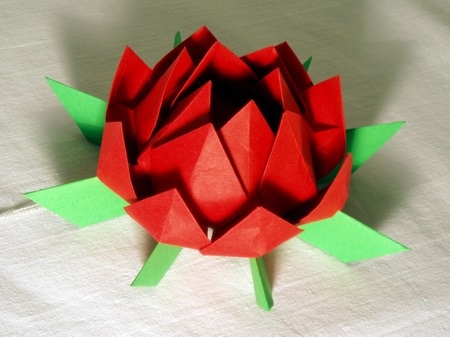 Flor de Lotus Feito de Origami  cola
