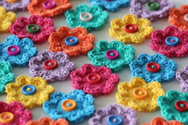 Mini Flores Feitas de Crochê botões
