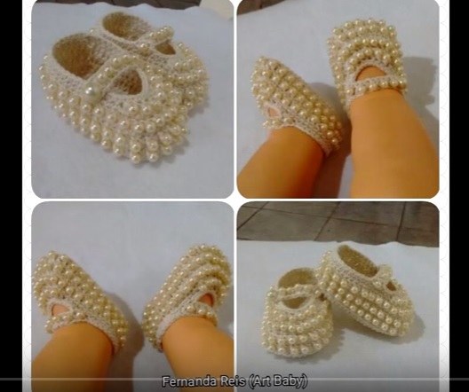 Sapatinhos Bebê Crochê Com Pérolas – Como Fazer 
