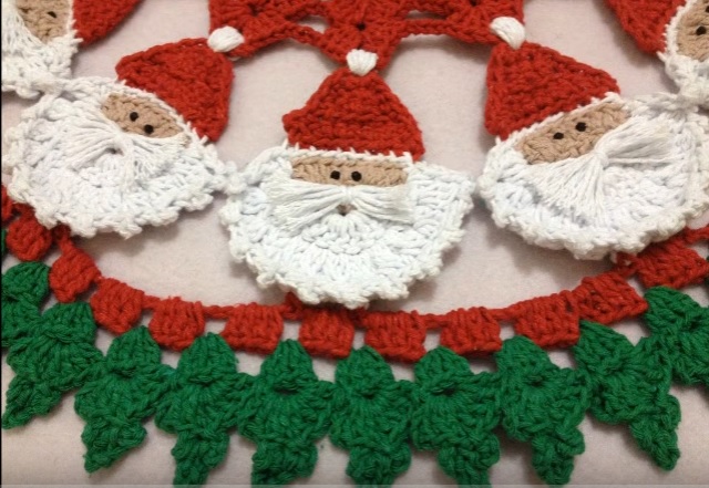 Toalha Natal Redonda Em Crochê - Material e Como Fazer | Bigtudo Artesanato