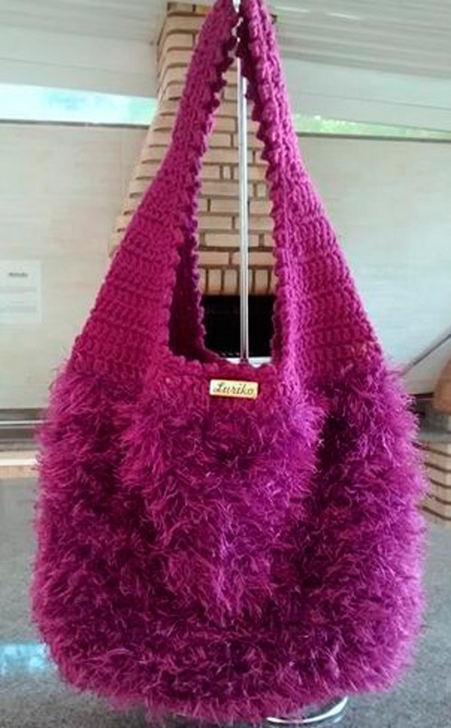 Bolsa Roxa Luxo de Crochê – Material, Receita