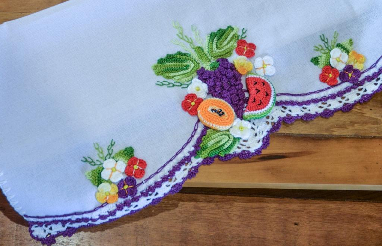 Pano De Prato Salada De Frutas Crochê – Material e Receita