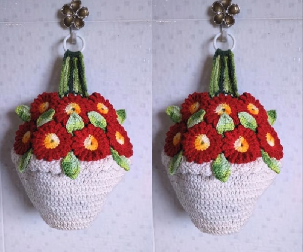 Puxa Saco Jarro de Flores Crochê – Material e Vídeo
