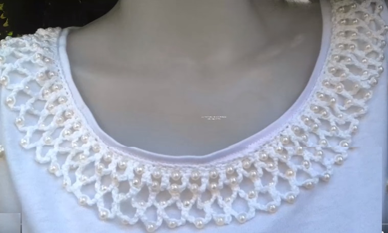 Customização de Gola Com Pérola Em Crochê – Material e Vídeo