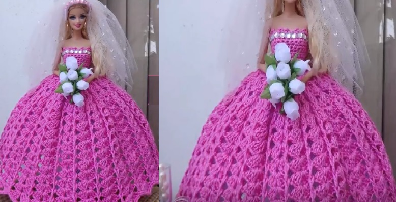 Vestido de Noiva Para Boneca Em Crochê – Material e Vídeo
