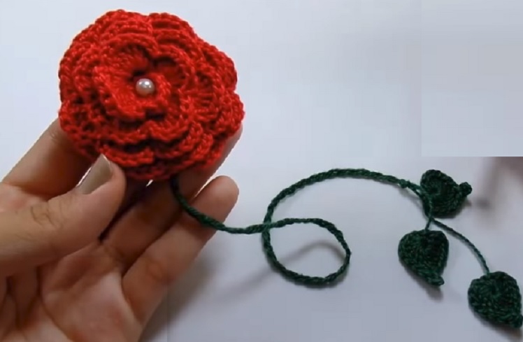 Marcador De Pagina Rosa Em Crochê – Material e Vídeo