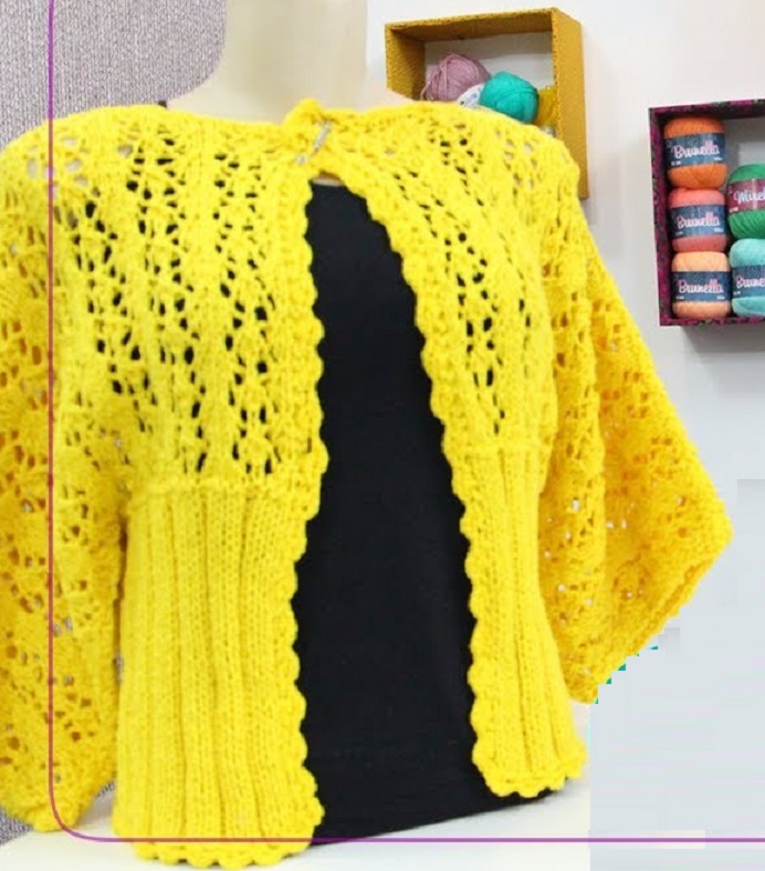 Kimono Amarelo Em Tricô – Material e Vídeo