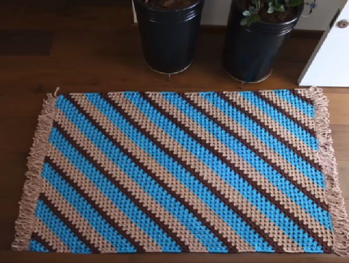Tapete Diagonal Em Crochê – Material e Vídeo