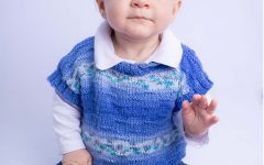 Colete Azul Print Baby Em Tricô – Material e Receita