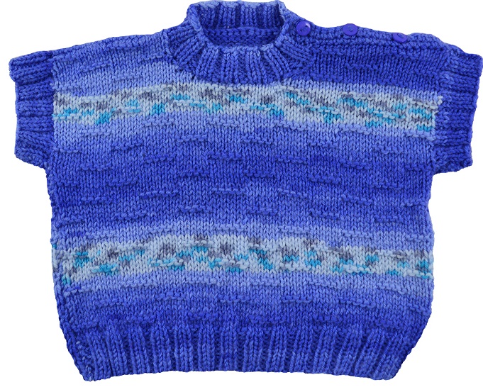 Colete Azul Print Baby Em Crochê - Material e Receita