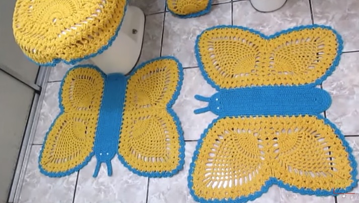 Jogo de Banheiro Borboletas Em Crochê – Material e Vídeo