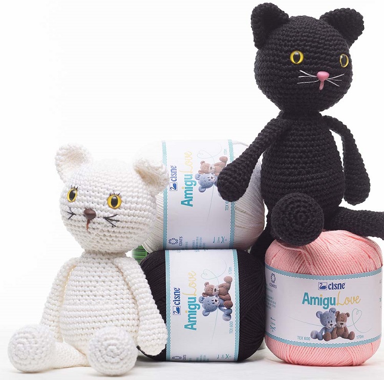 Amigurumi Casal Gato Preto e Branco Em Crochê – Material e Receita