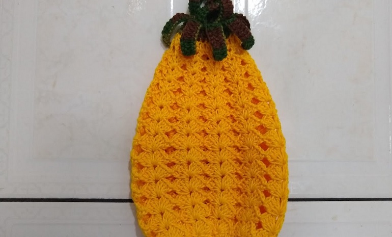 Puxa Saco Abacaxi Simples Em Crochê – Material e Receita